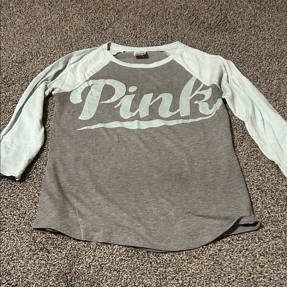 PINK Victoria's Secret Kids Long Sleeve Shirt - Gray and Light Blue